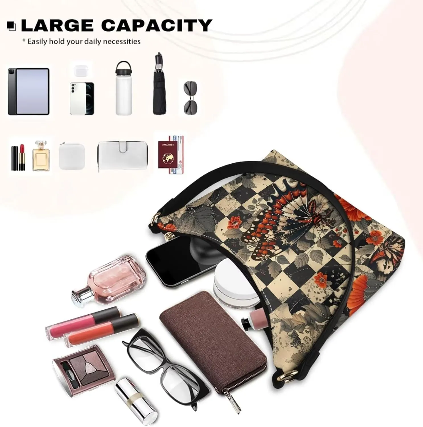 Clutch Tote Handbags Leather Shoulder Purses for Women Lady Crescent Underarm Purse with Inner Pocket