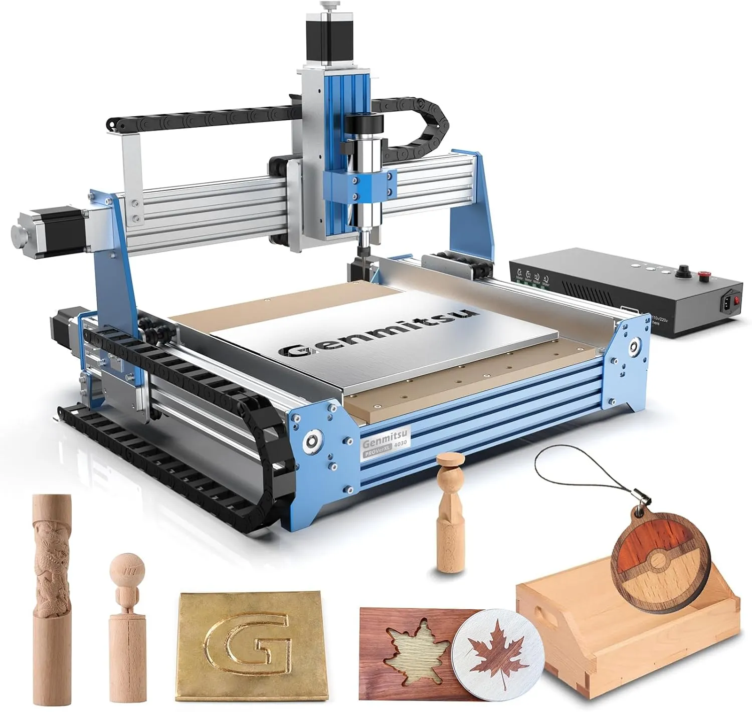 CNC Router Machine PROVerXL 4030 for Wood Metal Acrylic MDF Carving Arts Crafts DIY Design, 3 Axis Milling Cutting Engraving Machine, Working Area 400 x 300 x 110mm (15.7''x11.8''x4.3'')