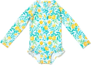Coast & Crest Baby and Toddler Girl Long Sleeve Rash Guard One Piece Swimsuit