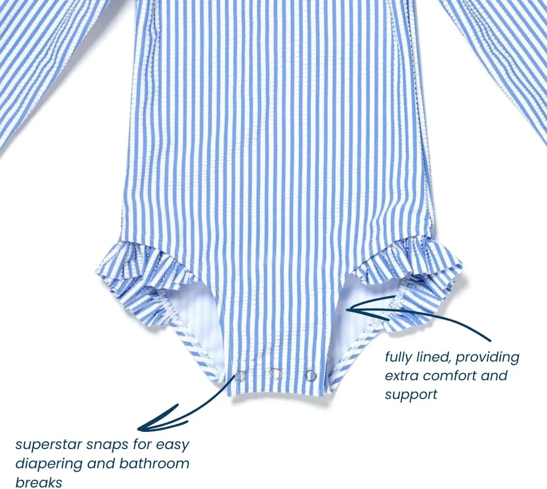 Coast & Crest Baby and Toddler Girl Long Sleeve Rash Guard One Piece Swimsuit