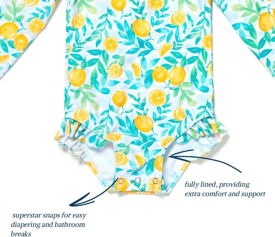 Coast & Crest Baby and Toddler Girl Long Sleeve Rash Guard One Piece Swimsuit