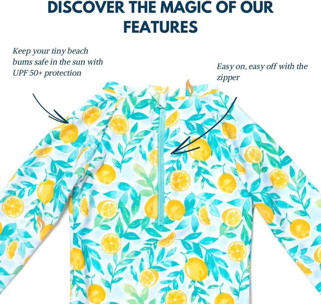 Coast & Crest Baby and Toddler Girl Long Sleeve Rash Guard One Piece Swimsuit