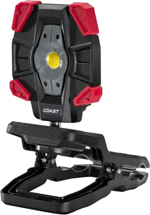 Coast CL40R 3900 Lumen Rechargeable Dual Power Rotating LED Aluminum Clamp Light with Wide Angle Flood Beam, Black/Red