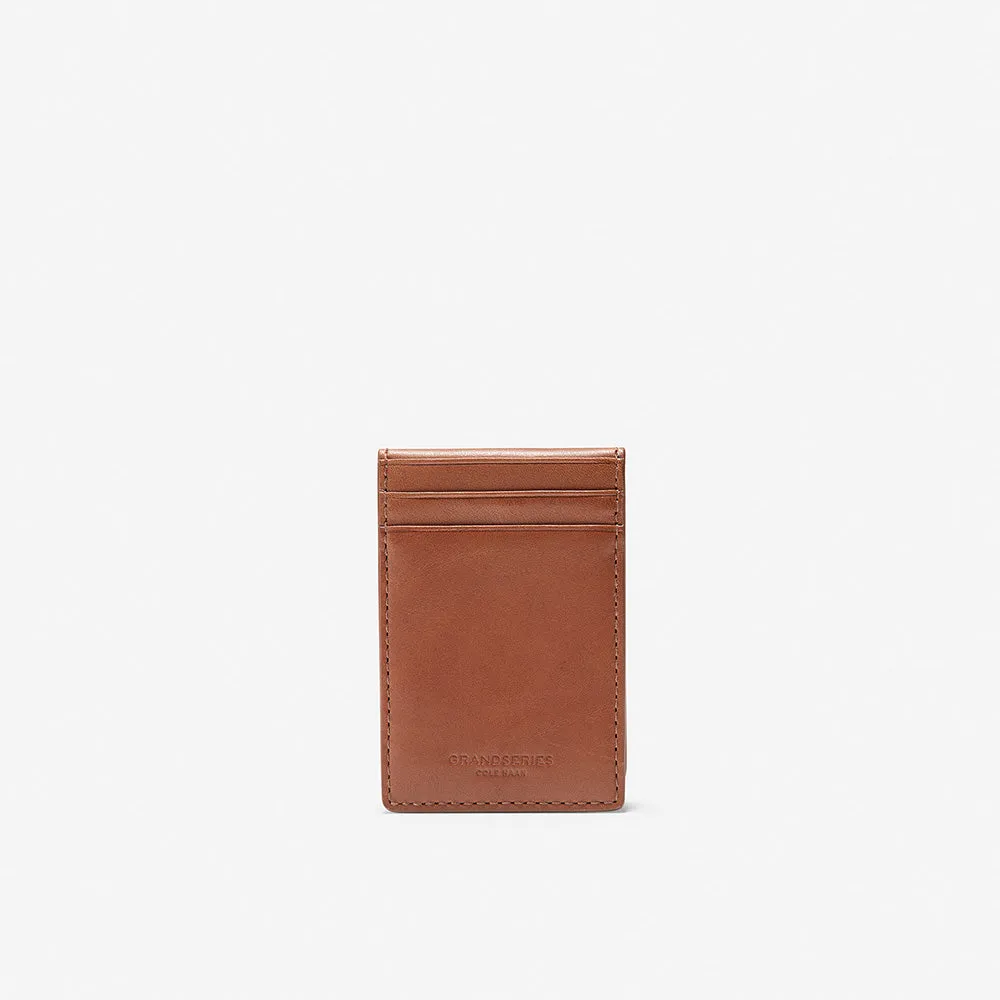 Cole Haan Smooth Leather Folded Card Case With Money Clip British Tan One Size