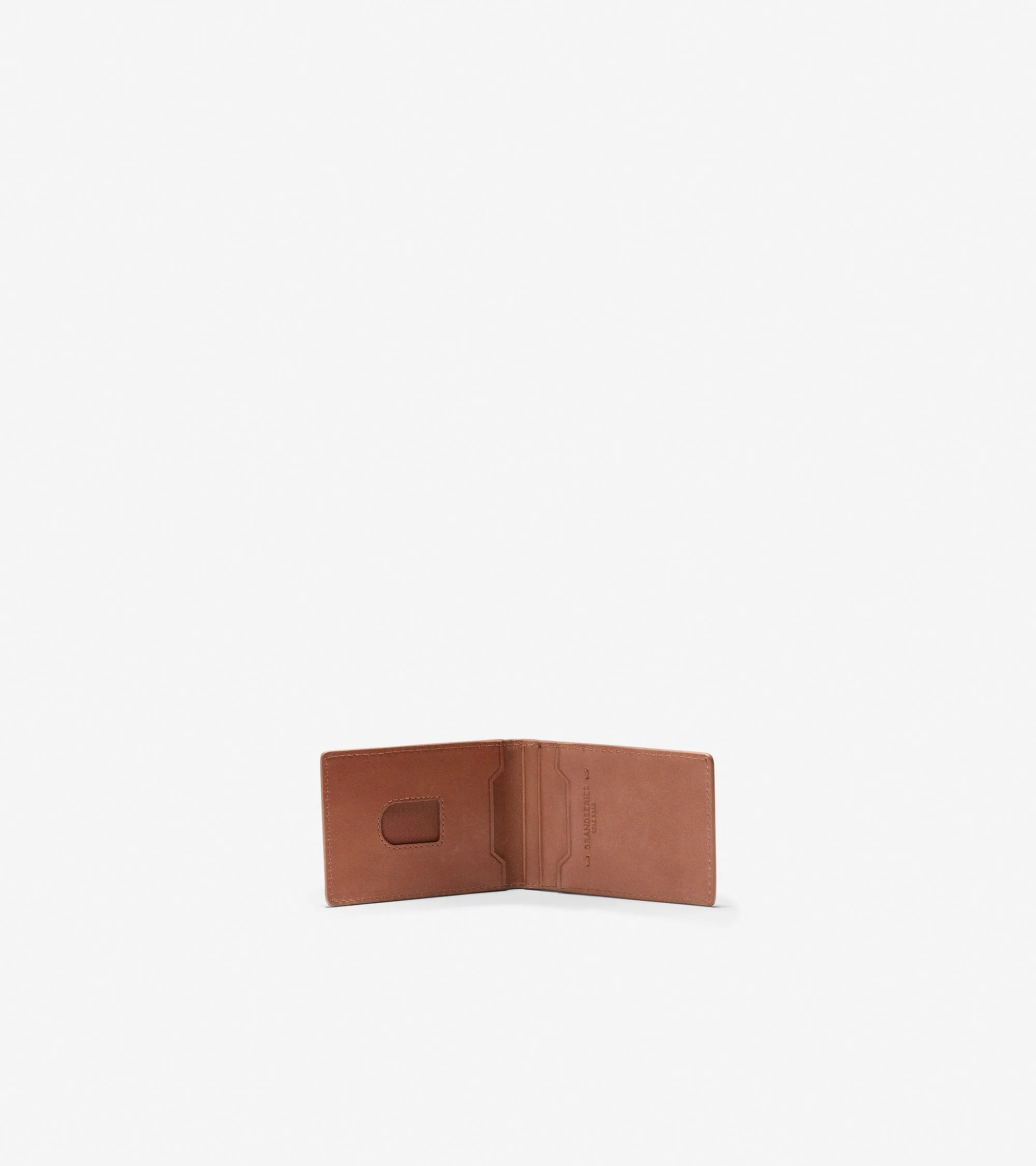 Cole Haan Smooth Leather Folded Card Case With Money Clip British Tan One Size