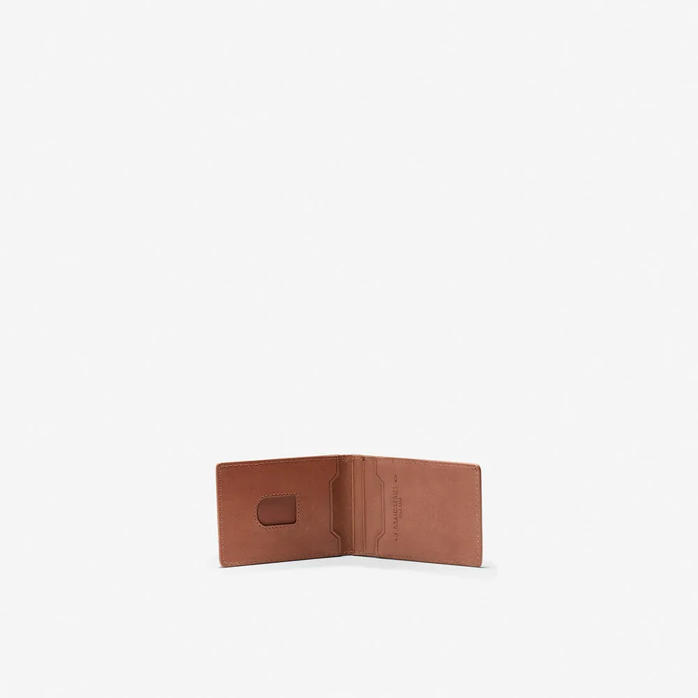 Cole Haan Smooth Leather Folded Card Case With Money Clip British Tan One Size