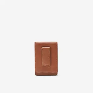 Cole Haan Smooth Leather Folded Card Case With Money Clip British Tan One Size