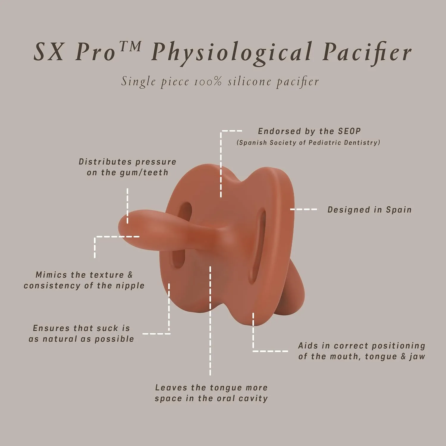Color Essence SX PRO Silicone Baby Pacifier 2Pk, Made with 100% Soft Silicone, Baby Essentials Perfect for Breastfeeding Babies, Designed in Spain, 6-18 Mths, Mustard/Green