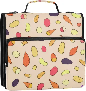 Colorful Potatoes Zipper Binder, 1.5 inch 3 Ring Binder Organizer Bag with Shoulder Strap and Handle, 500 Sheet Capacity