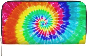Colorful Tie Dye Wallet for Men Women Elegant Long Clutch Zip Around Travel Leather Coin Purse Large Capacity Credit Card Holder Handbag