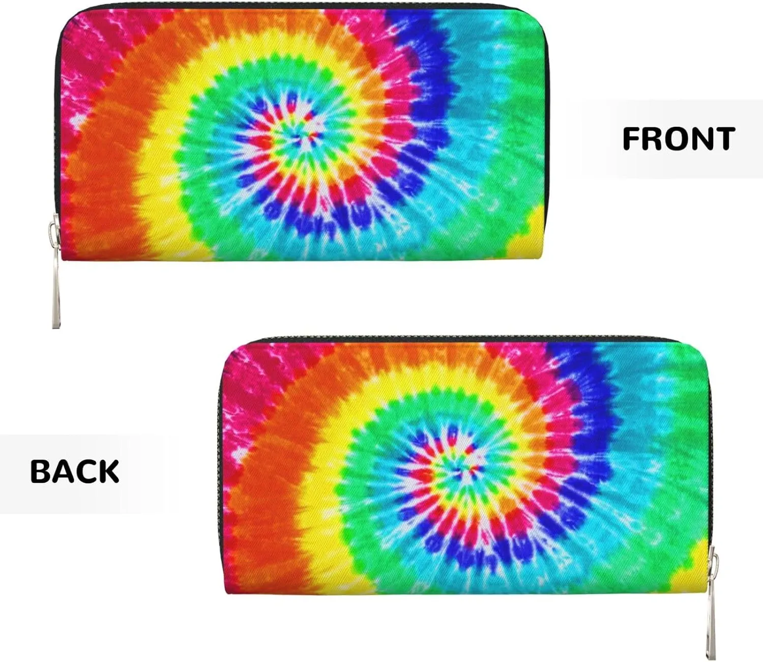 Colorful Tie Dye Wallet for Men Women Elegant Long Clutch Zip Around Travel Leather Coin Purse Large Capacity Credit Card Holder Handbag
