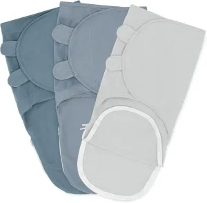 Comfy Cubs Easy Swaddle Blanket with Zipper Closure, 3 Pack - 100% Cotton Newborn Wrap, Small for 0-3 Months Infants, Breathable and Durable Sleep Sack for Babies - Stone, Pacific Blue, Nomadic Blue