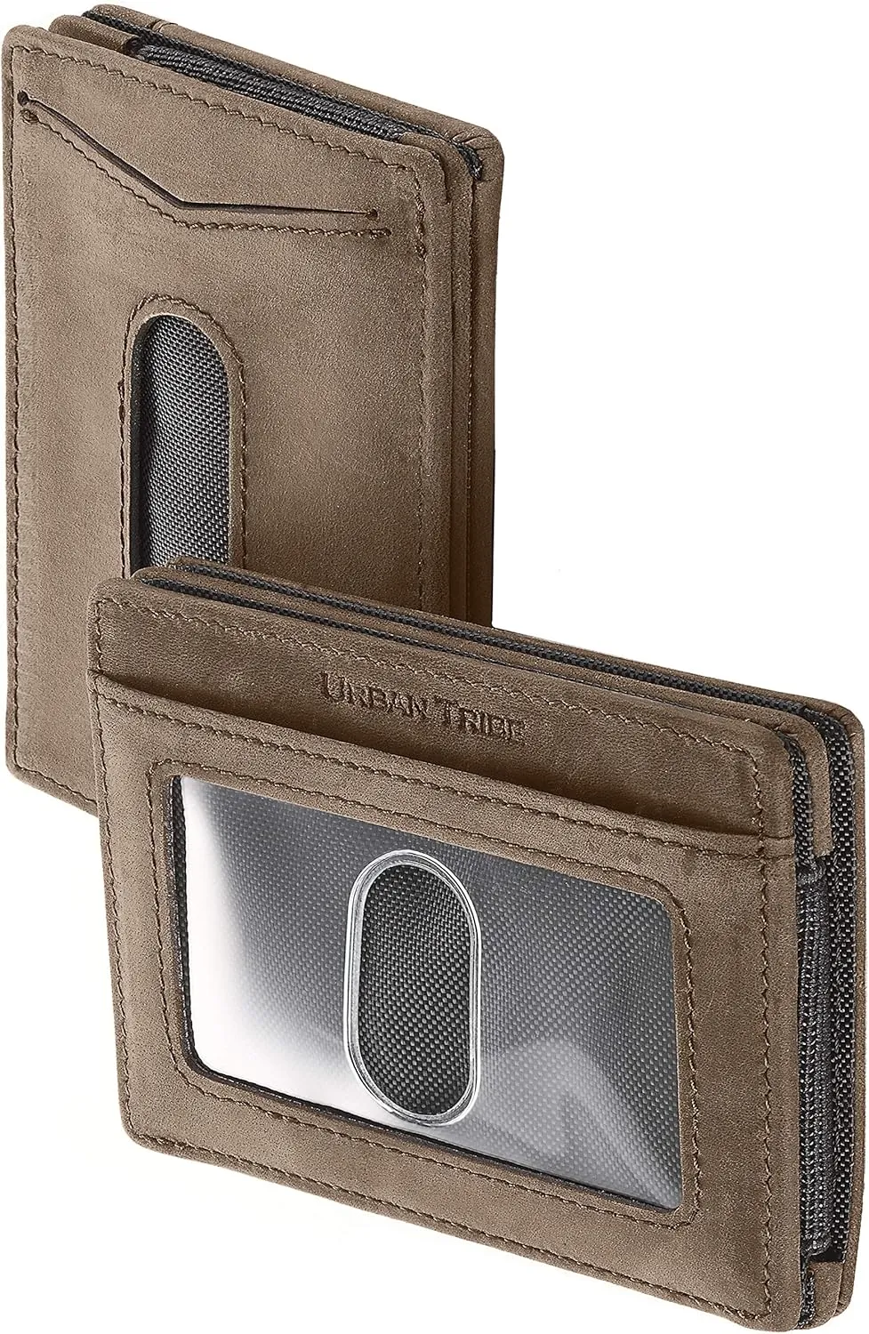 Compact RFID Sleeve Wallet Premium Leather Minimalist Money Clip Card Holder 10 Cards
