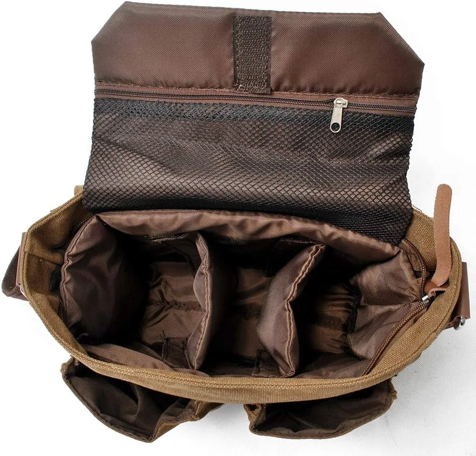 Compatible with/Replacement Vintage Waterproof Canvas Leather Trim DSLR SLR Shockproof Camera Shoulder Messenger Bag (Coffe)