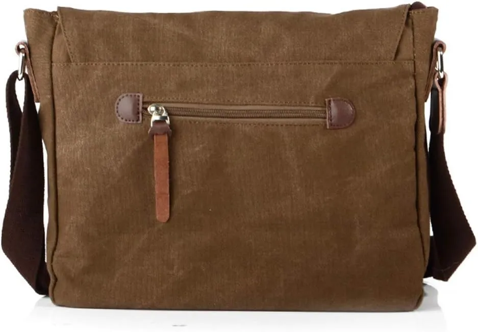 Compatible with/Replacement Vintage Waterproof Canvas Leather Trim DSLR SLR Shockproof Camera Shoulder Messenger Bag (Coffe)