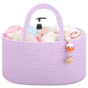 COMSE Baby Diaper Caddy Organizer, Car Caddy, Diaper Change Organizer, Gift Baskets Empty, Portable Tote Bag with Divider, Baby Shower Gifts Newborn Essentials Registry Must Have, Purple