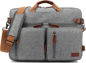Convertible Backpack Messenger Shoulder bag Laptop Case Handbag Business Briefcase Multi-functional Travel Rucksack Fits 17.3 Inch Laptop For Men/Women (Grey)