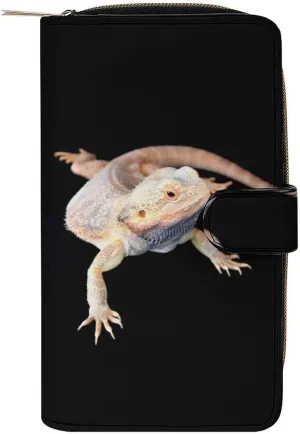 Cool Bearded Dragon Lizards Soft Long Wallet for Men Women Credit Card Holder Purses Coin Pouch with ID Window, 19.7x11x3.5cm, style