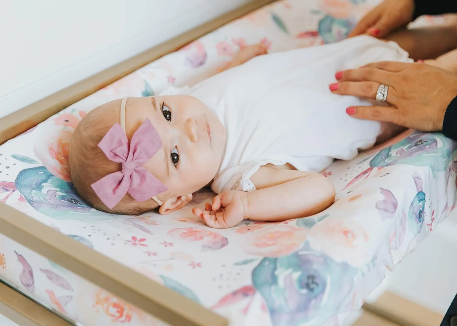 Copper Pearl Premium Knit Changing Pad Cover Soft, Stylish, and Universal Fit for All Standard Diaper Changing Pads, Trendy Design Changing Pad Covers, Bloom
