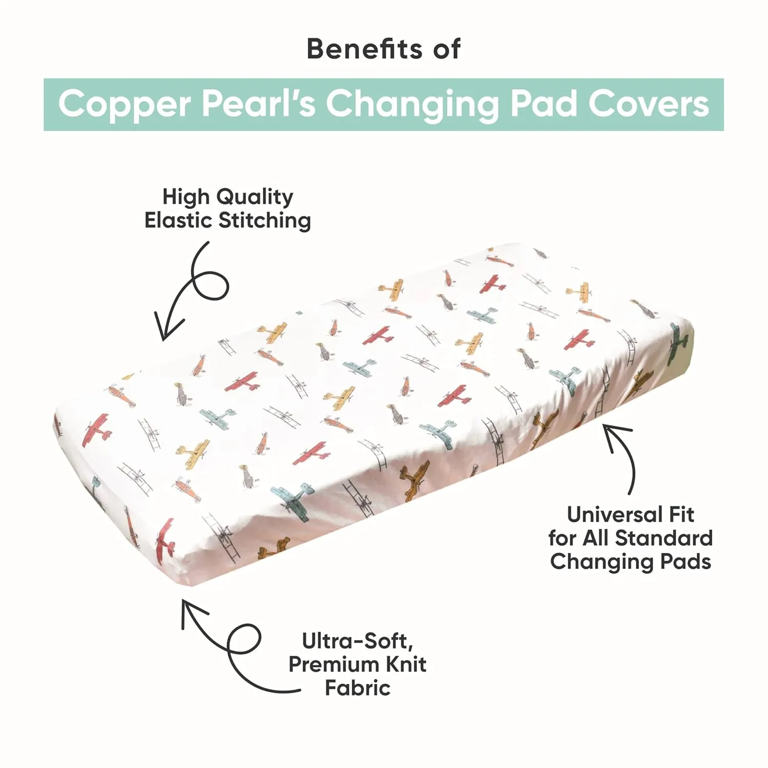 Copper Pearl Premium Knit Changing Pad Cover Soft, Stylish, and Universal Fit for All Standard Diaper Changing Pads, Trendy Design Changing Pad Covers, Briar