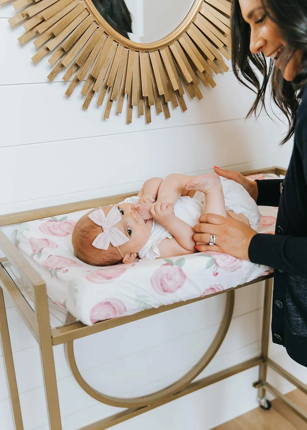 Copper Pearl Premium Knit Changing Pad Cover Soft, Stylish, and Universal Fit for All Standard Diaper Changing Pads, Trendy Design Changing Pad Covers, Grace