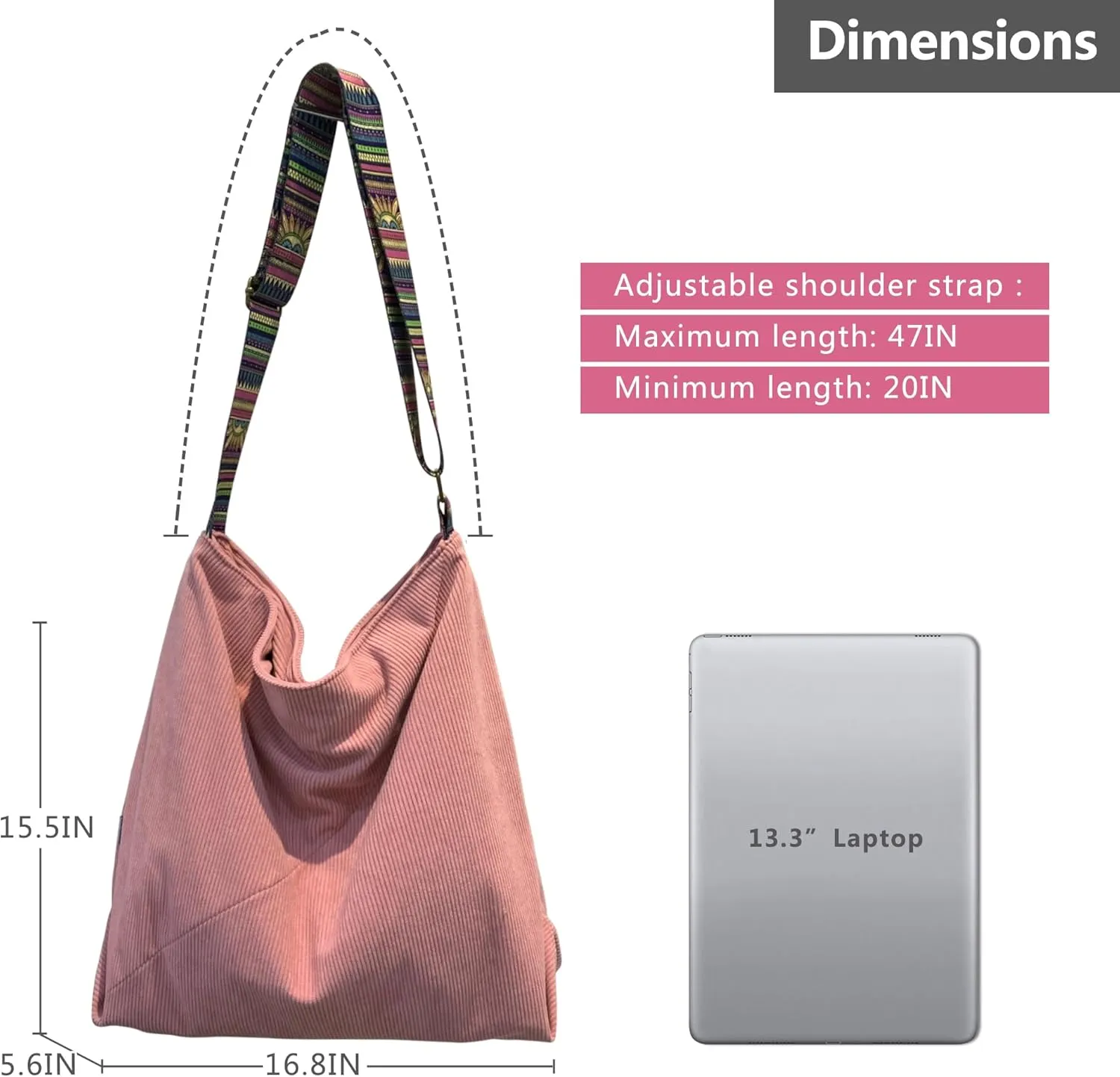 Corduroy Hobo Bag for Women Large Fashion Crossbody Bags Fashion shoulder Bag Purse Travel Tote Bag