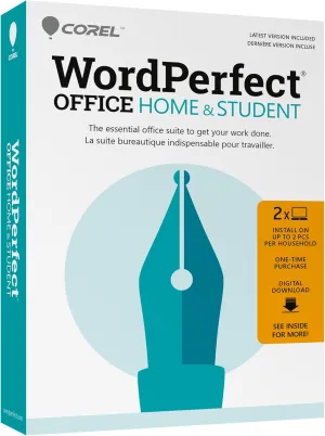 Corel WordPerfect Office Home & Student 2021 | Office Suite of Word Processor, Spreadsheets & Presentation Software [PC Key Card]