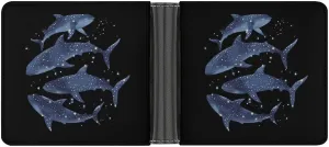 Cosmic Whale Shark Men's Leather Minimalist Wallet Slim Bifold Wallets Purse with 6 Credit Card Pockets