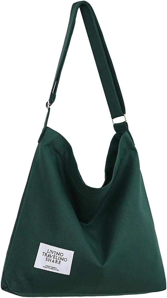 Covelin Women's Retro Large Size Canvas Shoulder Bag Hobo Crossbody Handbag Casual Tote