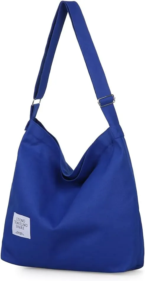 Covelin Women's Retro Large Size Canvas Shoulder Bag Hobo Crossbody Handbag Casual Tote