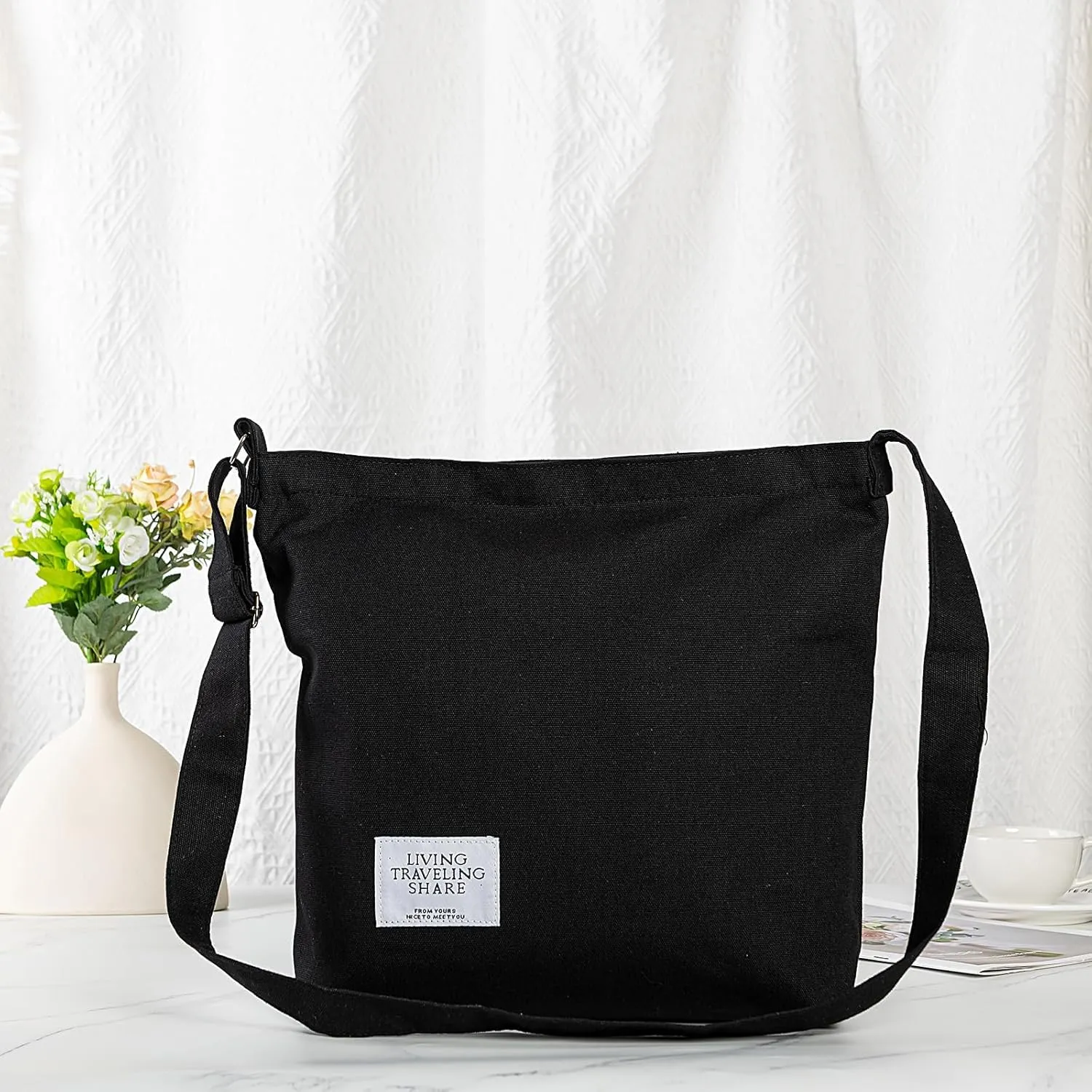 Covelin Women's Retro Large Size Canvas Shoulder Bag Hobo Crossbody Handbag Casual Tote