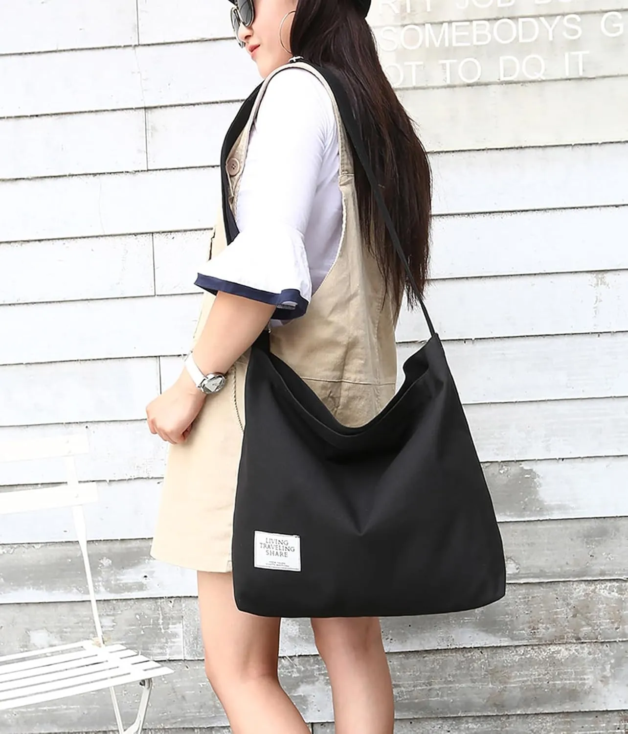 Covelin Women's Retro Large Size Canvas Shoulder Bag Hobo Crossbody Handbag Casual Tote