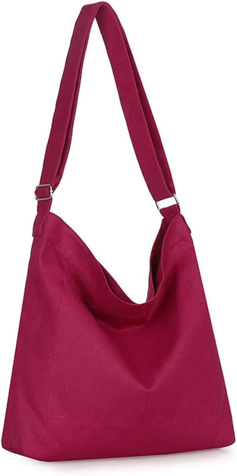 Covelin Women's Retro Large Size Canvas Shoulder Bag Hobo Crossbody Handbag Casual Tote