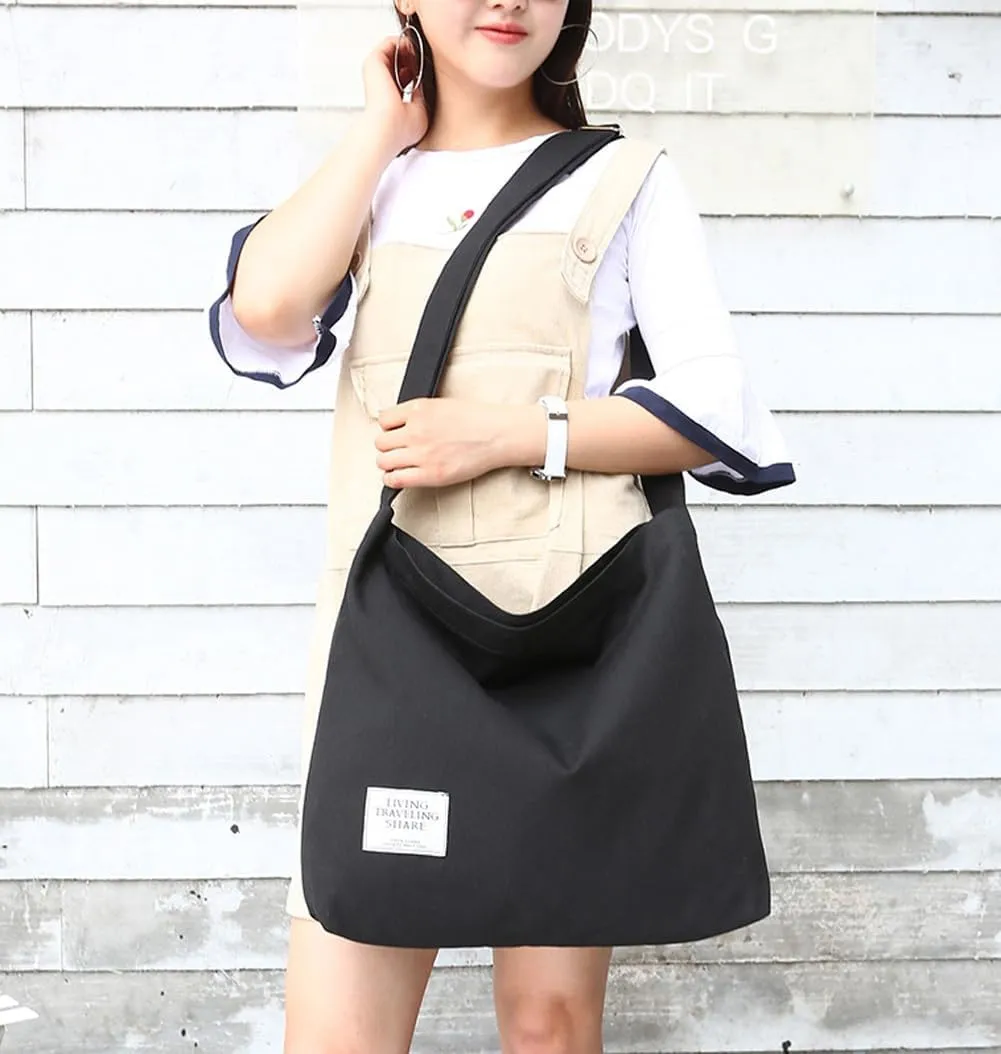 Covelin Women's Retro Large Size Canvas Shoulder Bag Hobo Crossbody Handbag Casual Tote