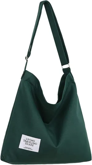 Covelin Women's Retro Large Size Canvas Shoulder Bag Hobo Crossbody Handbag Casual Tote