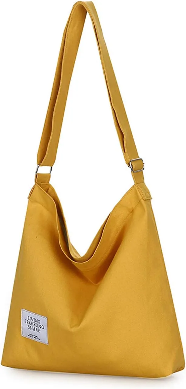 Covelin Women's Retro Large Size Canvas Shoulder Bag Hobo Crossbody Handbag Casual Tote
