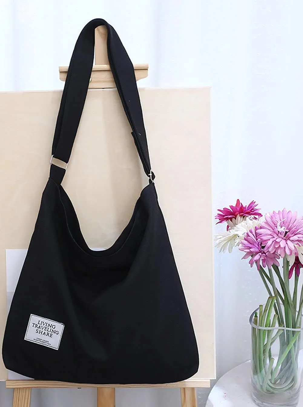 Covelin Women's Retro Large Size Canvas Shoulder Bag Hobo Crossbody Handbag Casual Tote