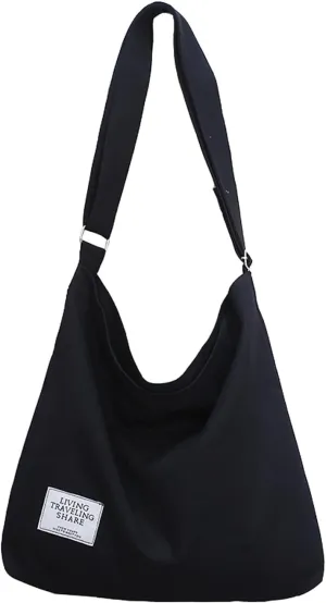 Covelin Women's Retro Large Size Canvas Shoulder Bag Hobo Crossbody Handbag Casual Tote