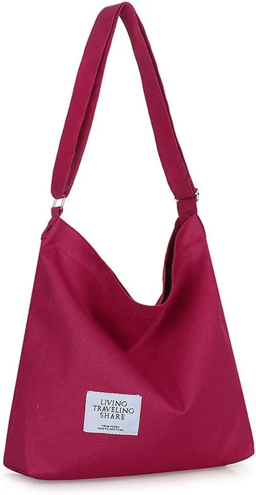 Covelin Women's Retro Large Size Canvas Shoulder Bag Hobo Crossbody Handbag Casual Tote