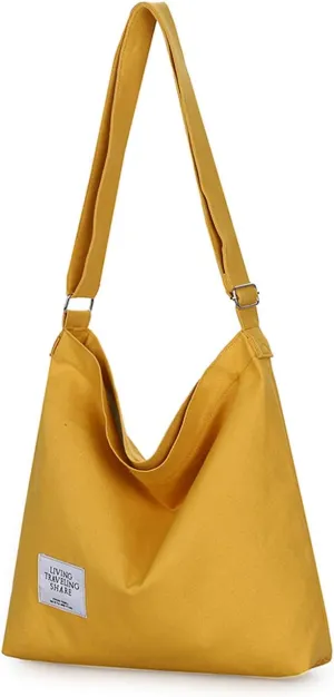 Covelin Women's Retro Large Size Canvas Shoulder Bag Hobo Crossbody Handbag Casual Tote