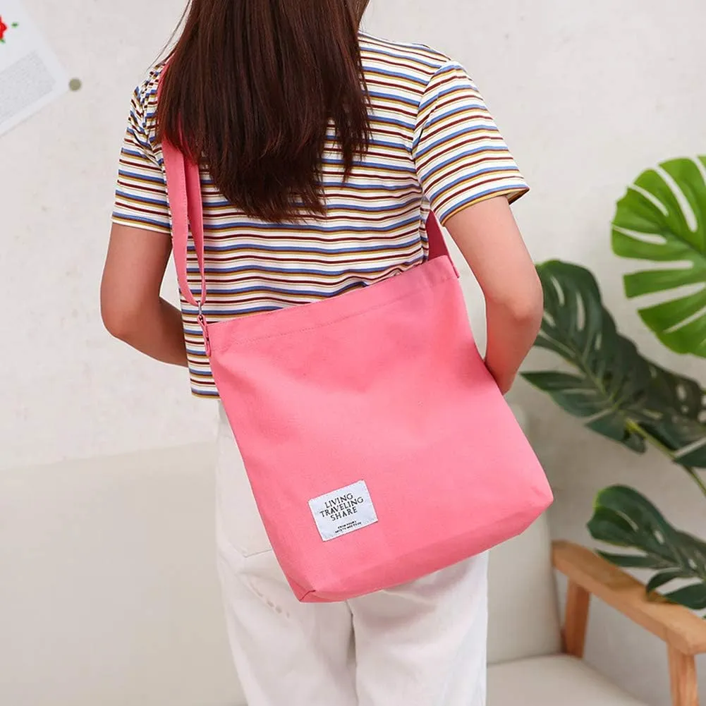 Covelin Women's Retro Large Size Canvas Shoulder Bag Hobo Crossbody Handbag Casual Tote