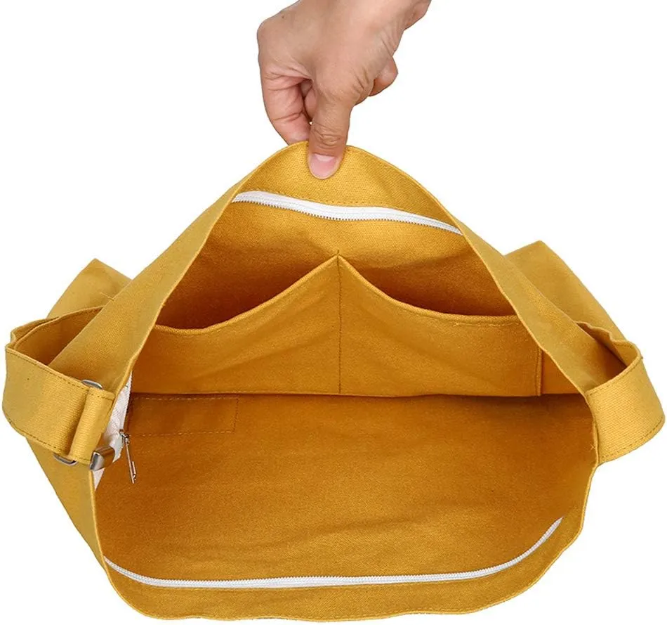Covelin Women's Retro Large Size Canvas Shoulder Bag Hobo Crossbody Handbag Casual Tote