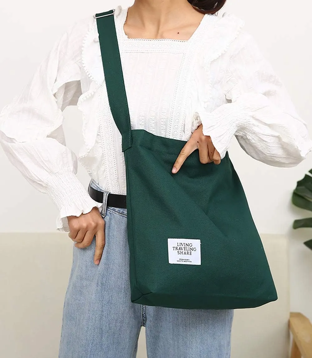 Covelin Women's Retro Large Size Canvas Shoulder Bag Hobo Crossbody Handbag Casual Tote