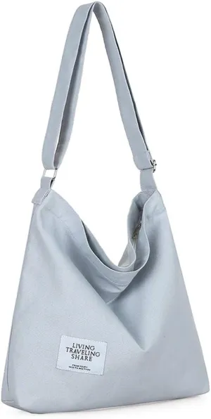 Covelin Women's Retro Large Size Canvas Shoulder Bag Hobo Crossbody Handbag Casual Tote