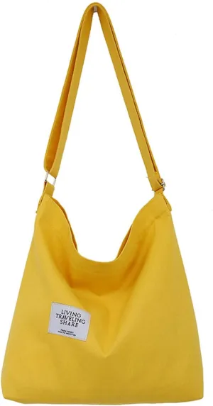 Covelin Women's Retro Large Size Canvas Shoulder Bag Hobo Crossbody Handbag Casual Tote