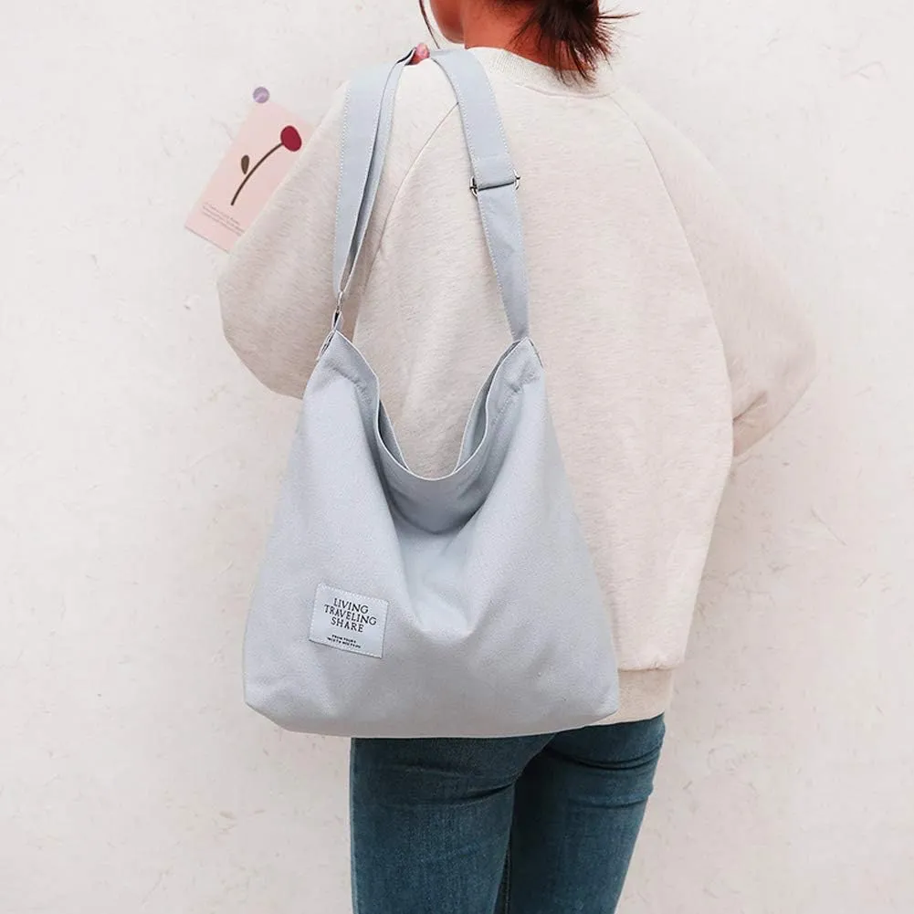 Covelin Women's Retro Large Size Canvas Shoulder Bag Hobo Crossbody Handbag Casual Tote