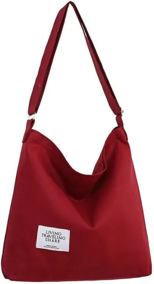Covelin Women's Retro Large Size Canvas Shoulder Bag Hobo Crossbody Handbag Casual Tote