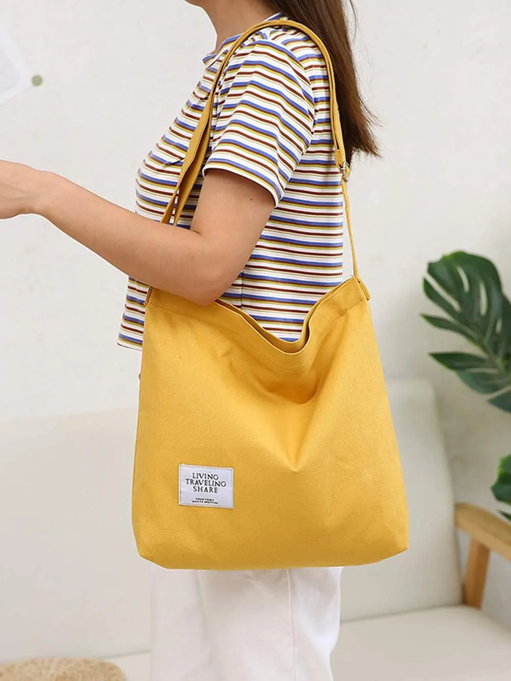 Covelin Women's Retro Large Size Canvas Shoulder Bag Hobo Crossbody Handbag Casual Tote