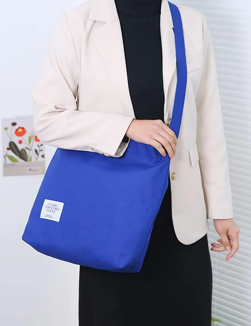 Covelin Women's Retro Large Size Canvas Shoulder Bag Hobo Crossbody Handbag Casual Tote