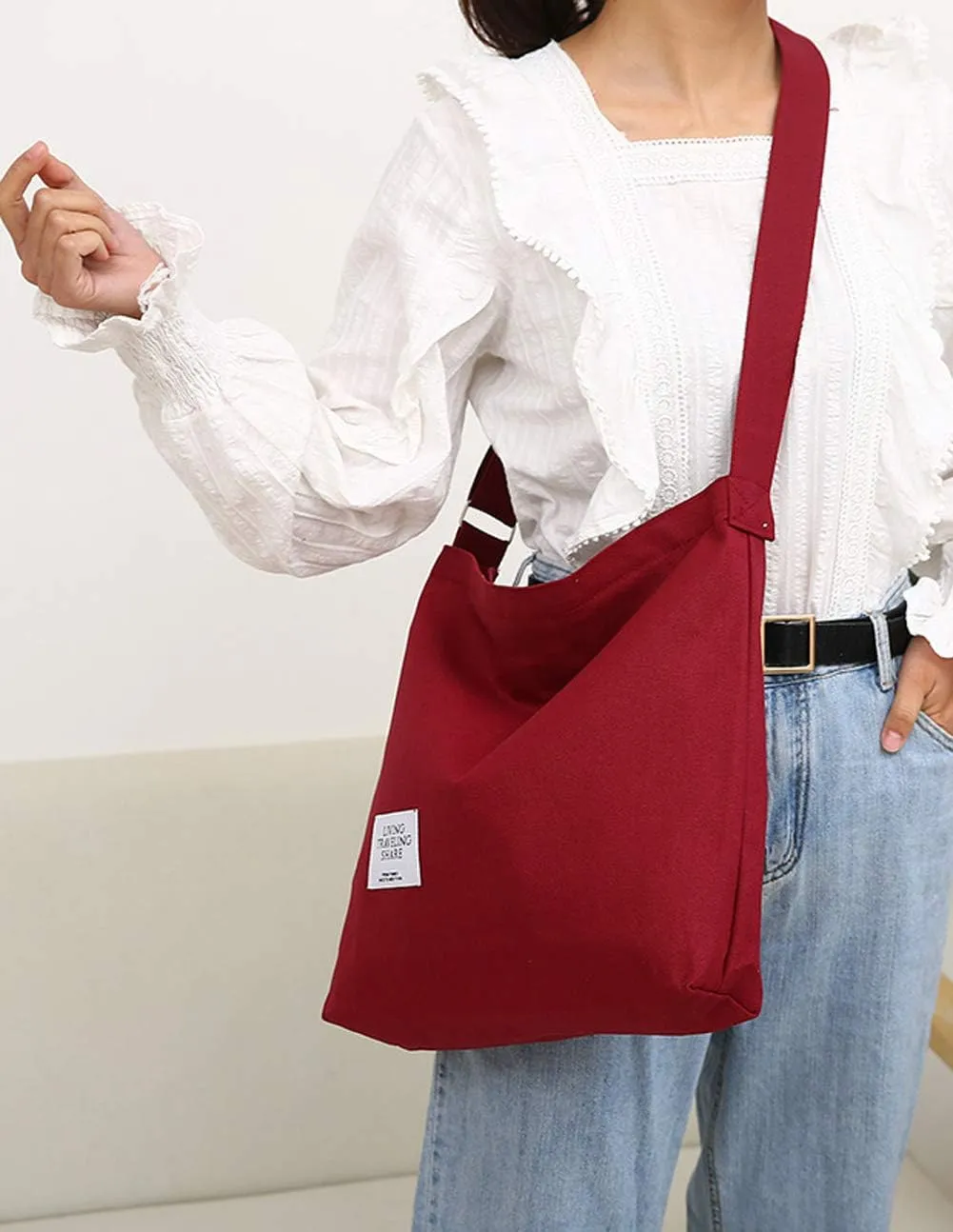 Covelin Women's Retro Large Size Canvas Shoulder Bag Hobo Crossbody Handbag Casual Tote